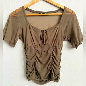 Motel Rocks Taupe Ruched Sheer top